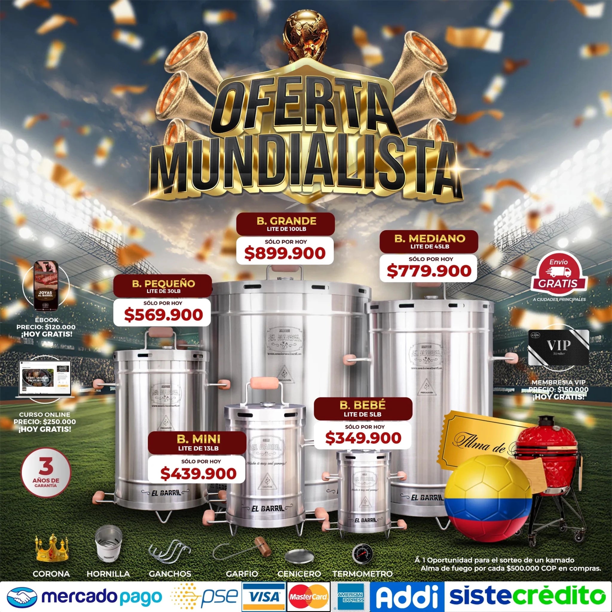 SUPER OFERTA MUNDIALISTA - Para que tu compañía en este mundial, sea un buen asado al barril ⚽🔥 - Asadores El Barril