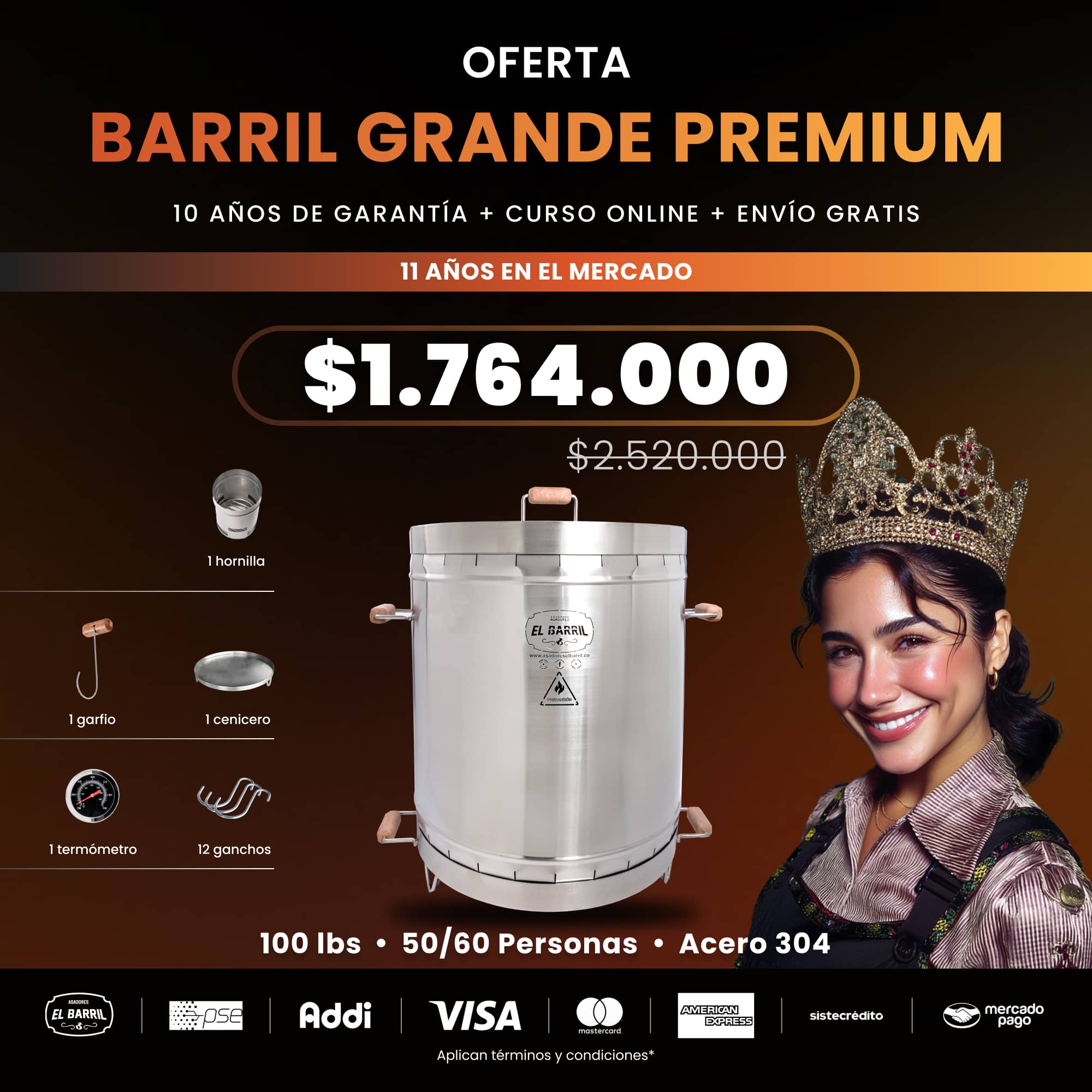 SUPER OFERTAS PREMIUM + CURSO ONLINE GRATIS - Asadores El Barril