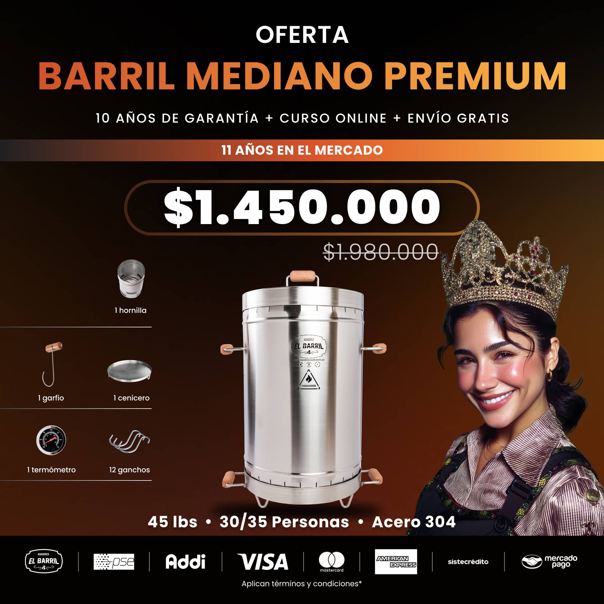 SUPER OFERTAS PREMIUM + CURSO ONLINE GRATIS - Asadores El Barril