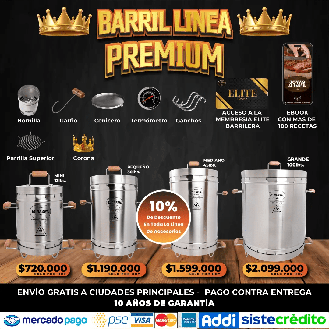 SUPER OFERTAS PREMIUM + CURSO ONLINE GRATIS + EBOOK CON MAS DE 100 RECETAS + ACCESO A MEMBRESIA ELITE BARRILERA - Asadores El Barril